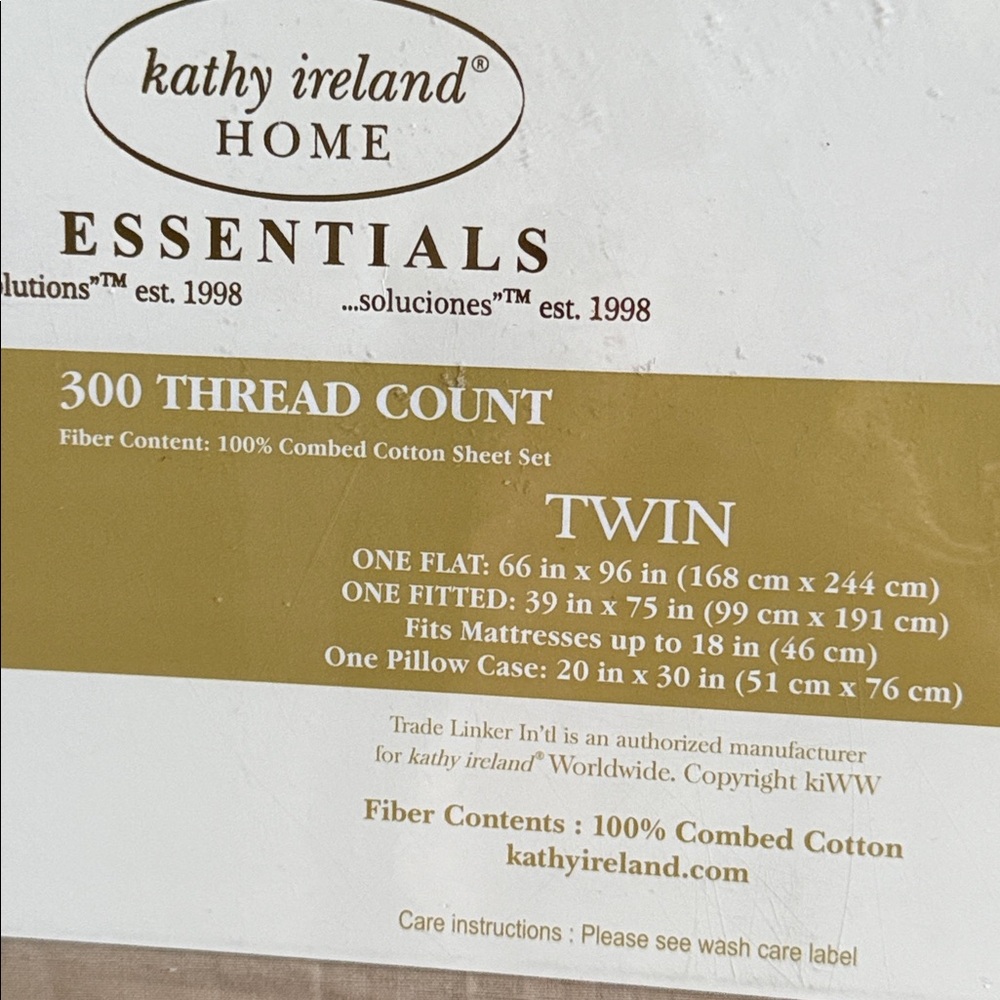 Kathy Ireland Home Essentials Twin Sheet Set in tan/beige. 300 Thread count. - Picture 6 of 14